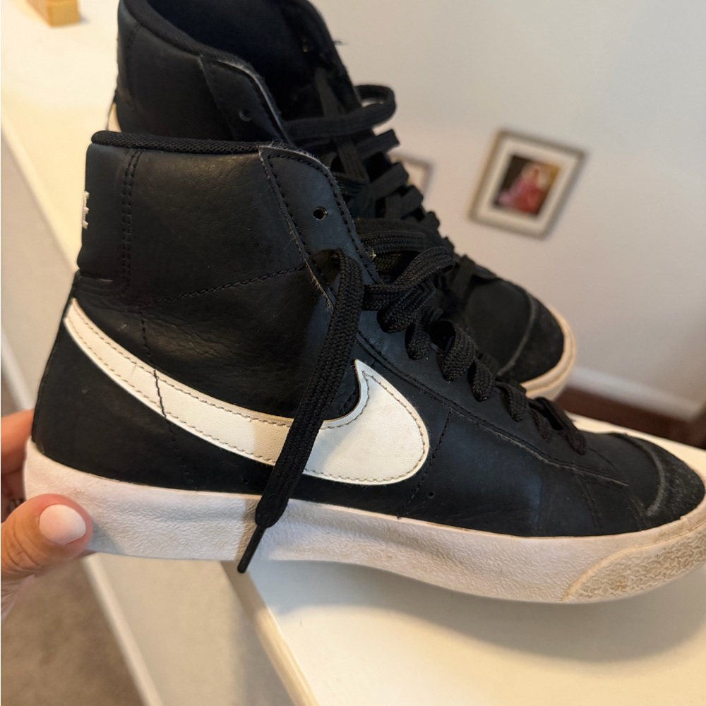 Nike Black High-Top Sneakers with White Swoosh